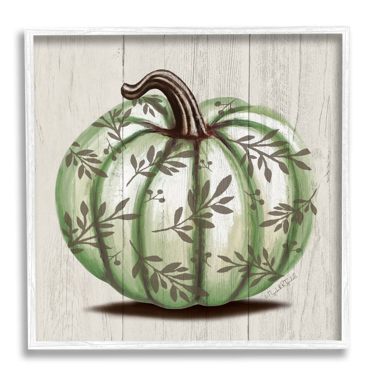 Stupell Industries Green Autumn Pumpkin Patterned Framed Giclee Art